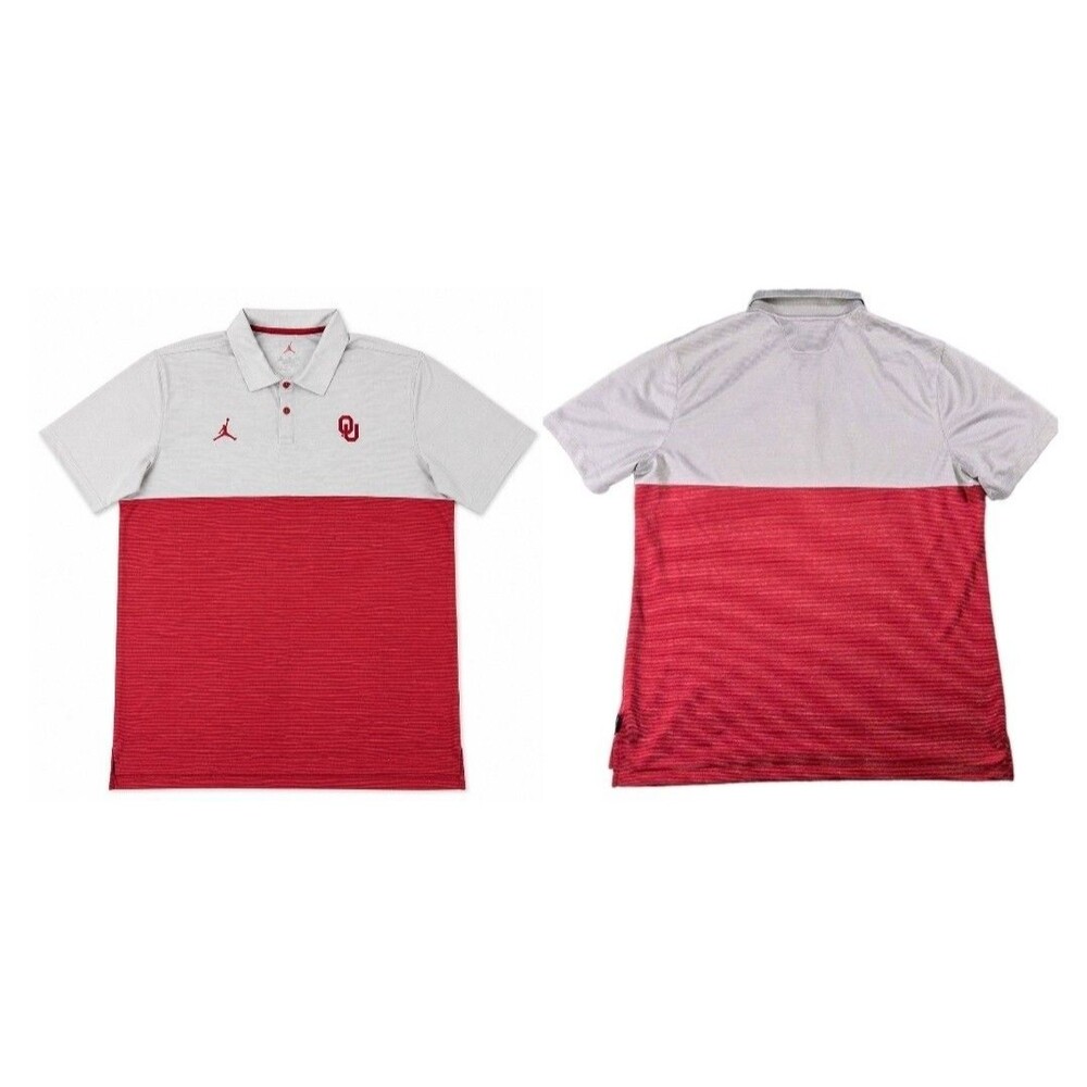 Mens Air Jordan Oklahoma Sooners On Field Polo Shirt Red Gray XL